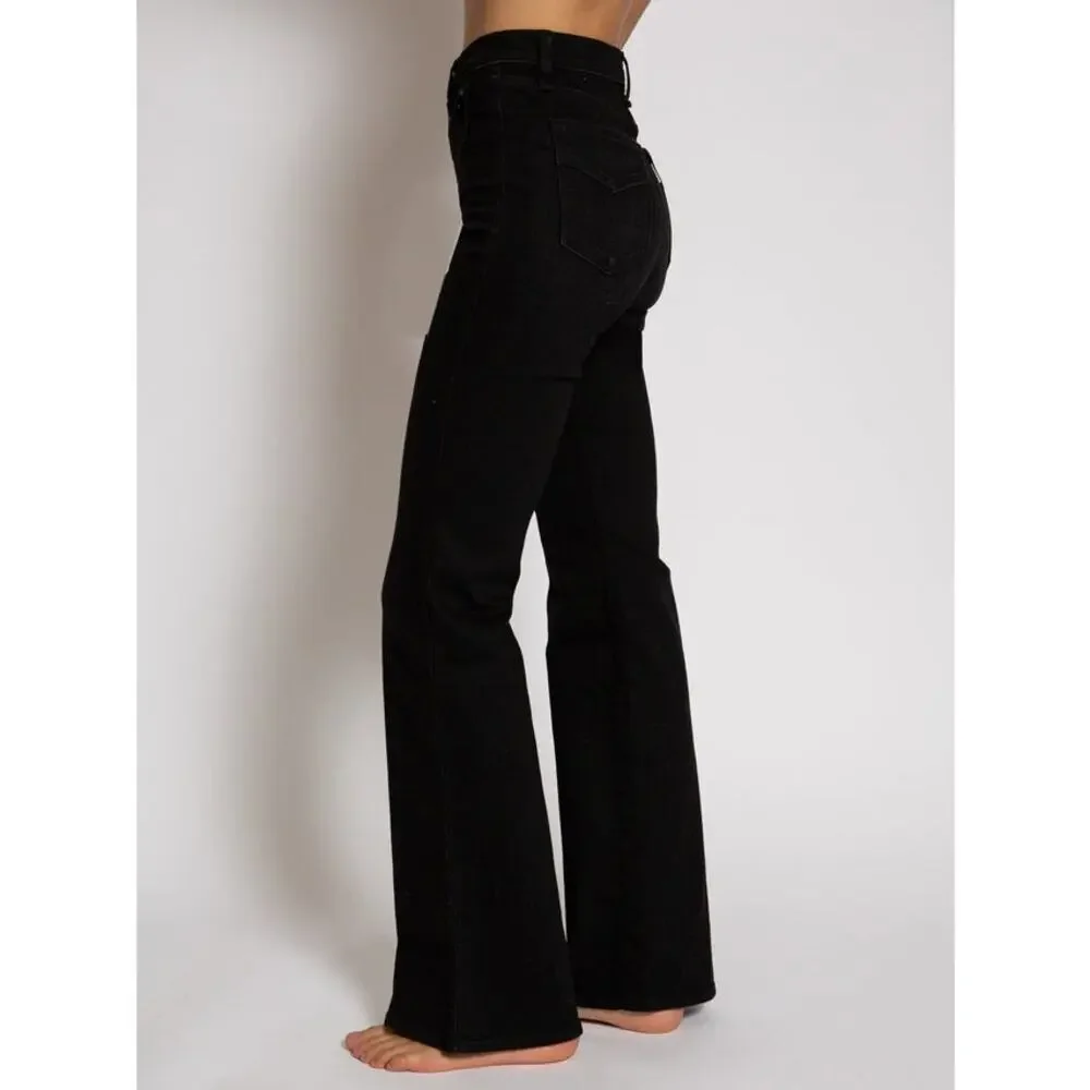 ASKK NY Limey Boot Cut Flare Stretch Denim Jeans Black Resin Size 28 NWT